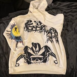 Graphic Hoodie with Black and Blue Accents